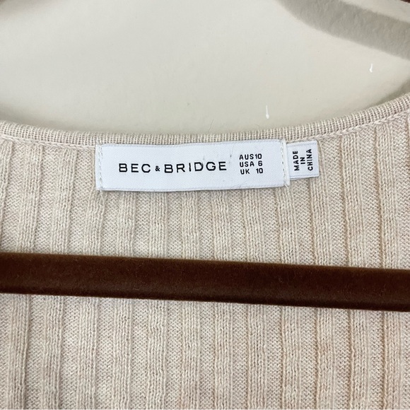 BEC & BRIDGE Cream Cotton-Cashmere Lace‎ Up Scoop Neck Ribbed Sweater Top Size 6 - Picture 2 of 5